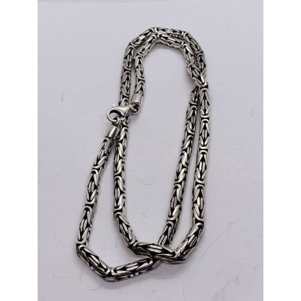 BYZANTINE LINK GORGEOUS STERLING SILVER CHAIN NECKLACE 22"